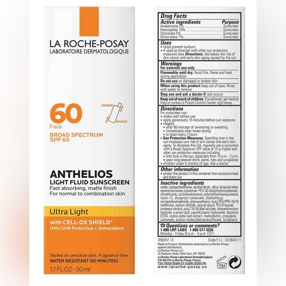 LA ROCHE-POSAY ANTHELIOS ULTRA LIGHT FLUID FACIAL SUNSCREEN SPF 60